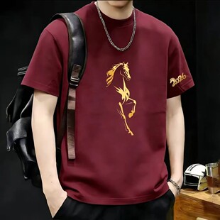 Good Crew Year Graphic Horse New Red Luck Men Shirt