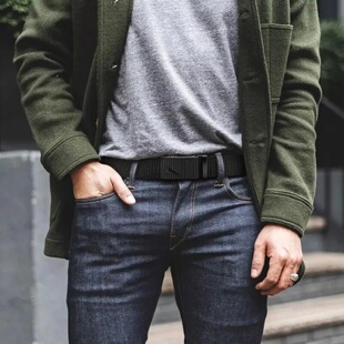 Men's Belt Automatic Metal Buckle Imitation Nylon Webbing O