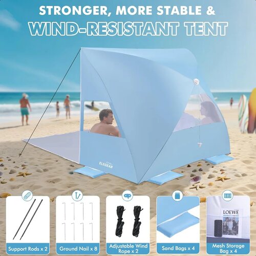 Elegear Pop Up Beach Tent Sun Shelter for 4 5 Person 1 Seco