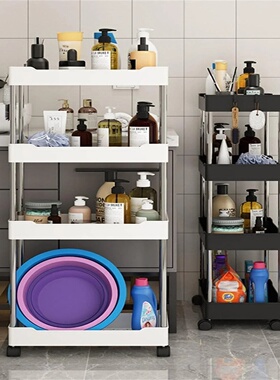 1Pc 3/4Tier Roller Design Trolley Multi-storey Cart Storage
