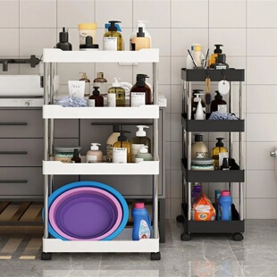 1Pc 3/4Tier Roller Design Trolley Multi-storey Cart Storage