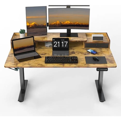 55×30 Inch Electric Standing Desk with 2 Drawer, Adjustable