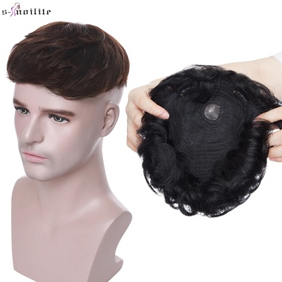 S-noilite 16x19cm 35g Men Toupee Human Hair Replacement Sys