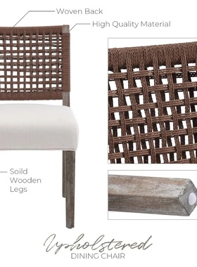 Farmhouse Dining Chairs Set of 4 Linen Fabric Upholstered A