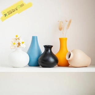 Ceramic Vase Set of 5, Small Bud Vases for Flowers, Mini De