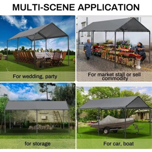 10x20 Heavy Duty, Metal Carport Waterproof Carports Garage