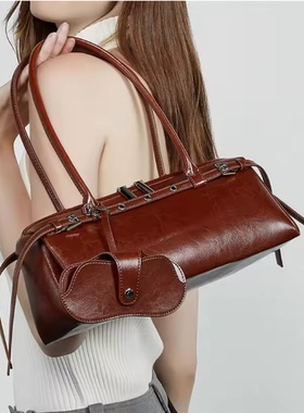 Burminsa Vintage Genuine Leather Underarm Shoulder Bag Women