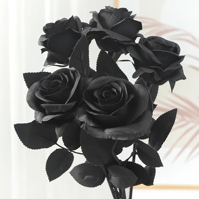 48cm Rose Black Silk Bouquet Peony Artificial Flower for Mo