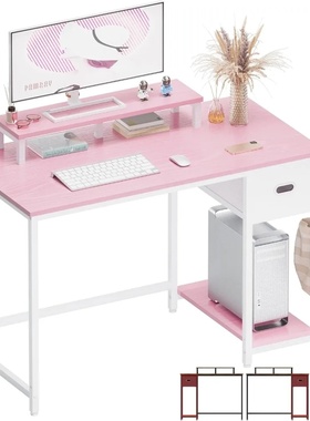 39 Inch Computer Desk with Monitor Stand Small Home Office