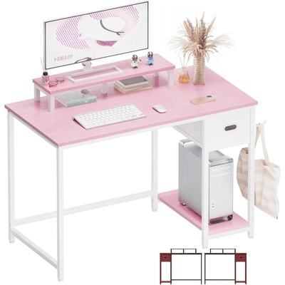 39 Inch Computer Desk with Monitor Stand Small Home Office