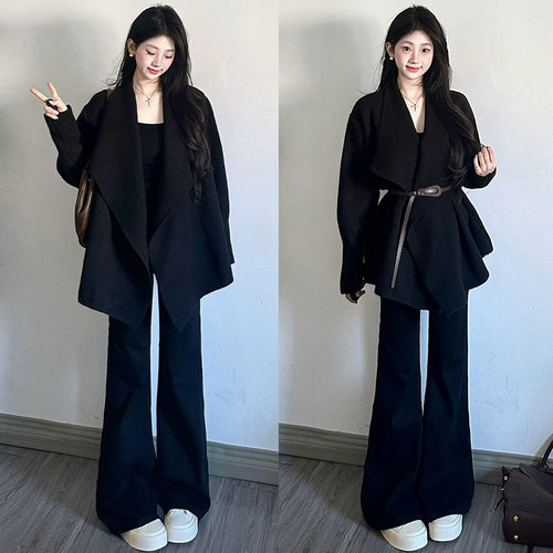 Women's Bootcut Suit Pants High Waist Drapey Flared Trousers