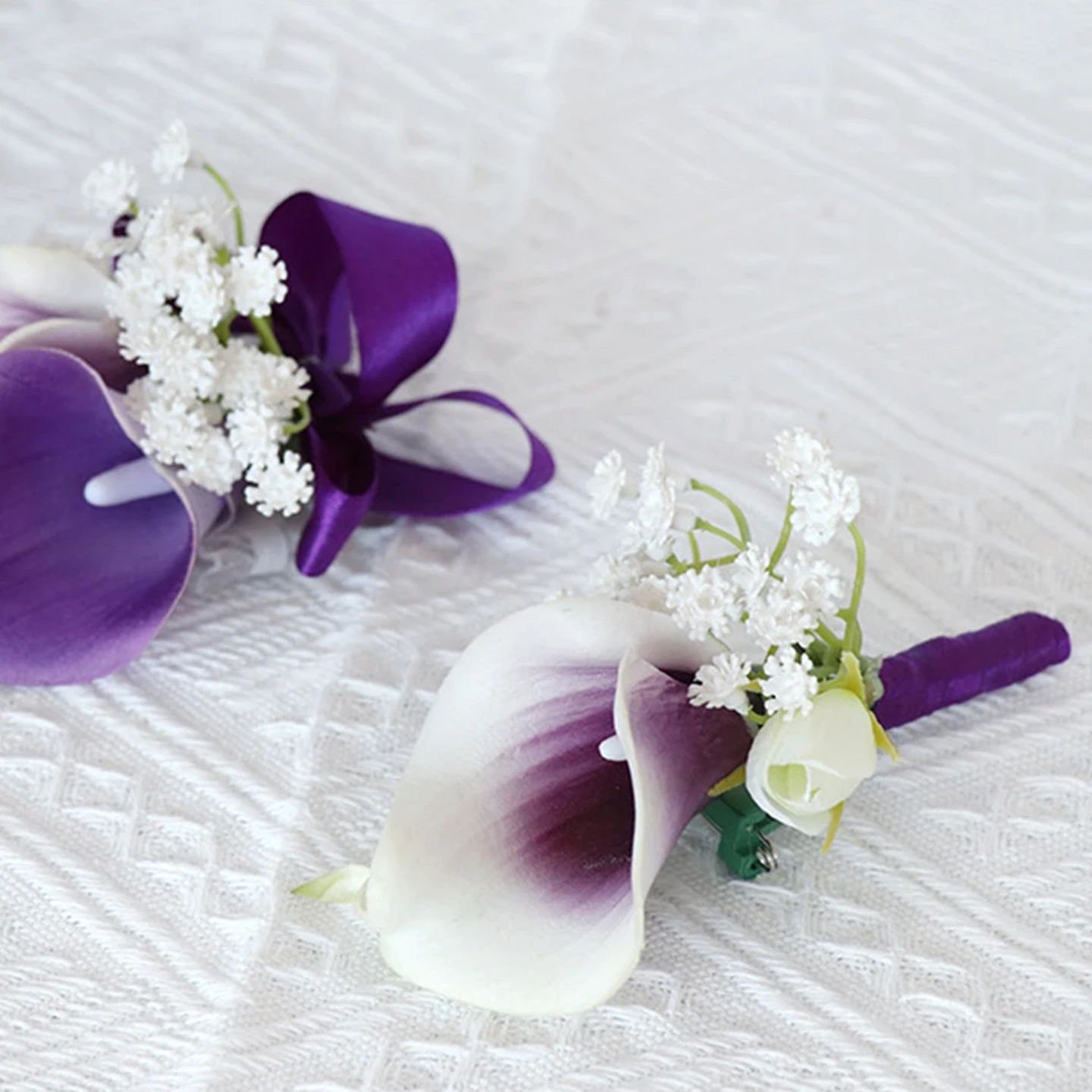 Plastic Wedding Corsage Flower Brooch Bridegroom Suit Acces