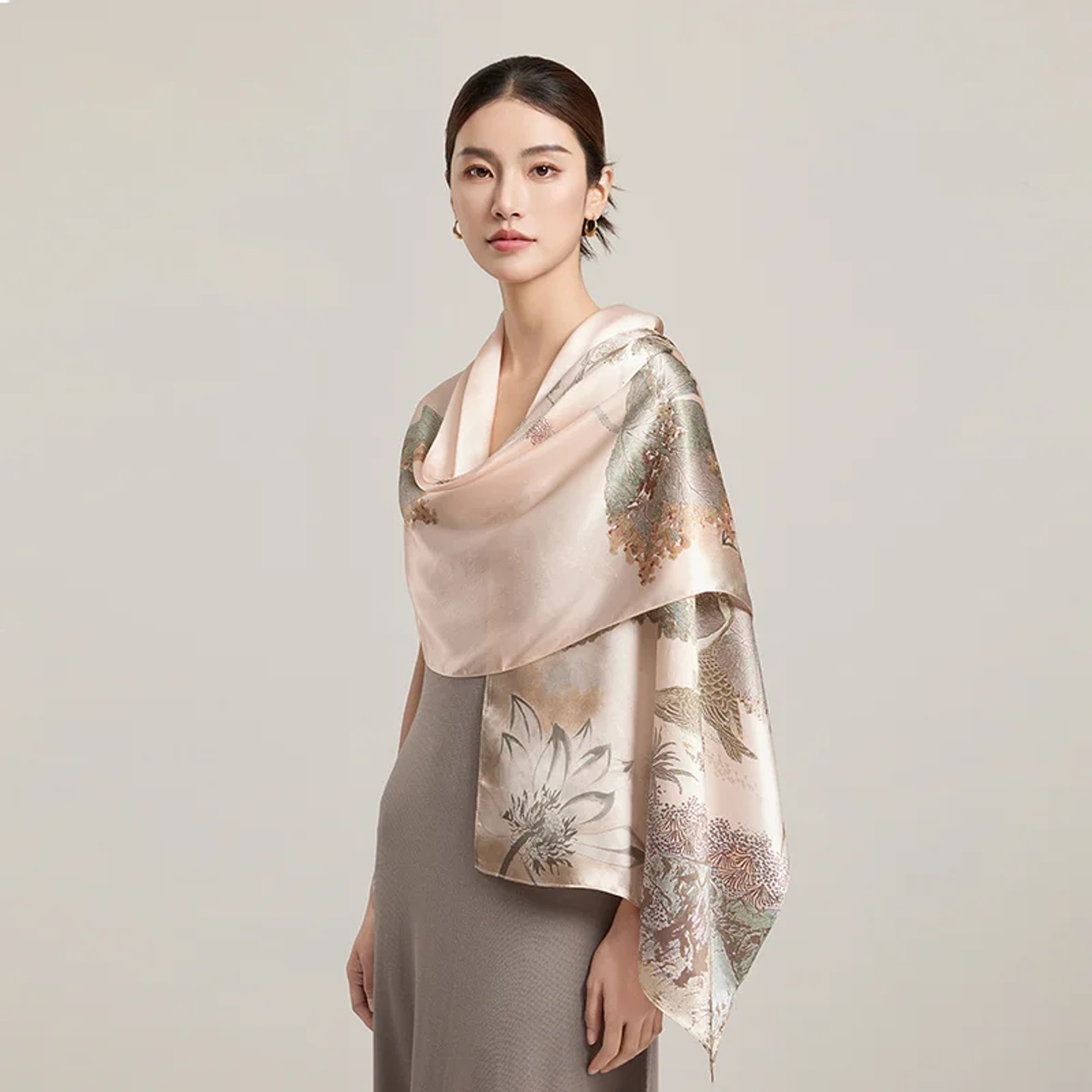 100% Silk Scarf Women Print Hangzhou Handkerchief Pure Silk