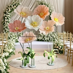 Large Paper Flowers for Wedding Backdrop Decor, Crepe Paper