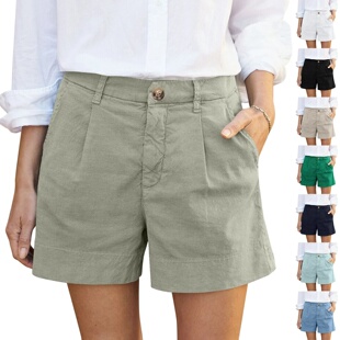 Linen Shorts for Women Summer High Waisted Shorts Trendy Ca