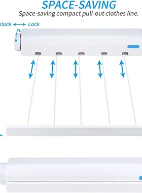 1/2Pc Clothes Drying Rack Wall-Mounted Retractable Clothesl