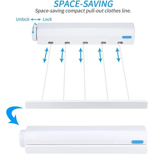 1/2Pc Clothes Drying Rack Wall-Mounted Retractable Clothesl