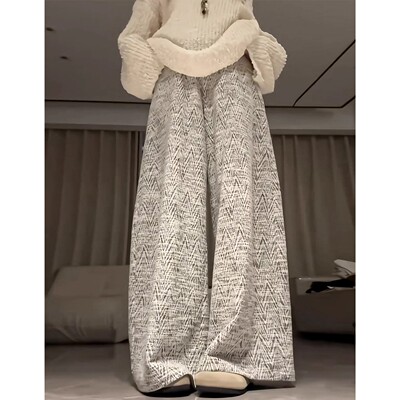 Women's Spring Autumn Thin Wide Leg Pants Petite High Pants