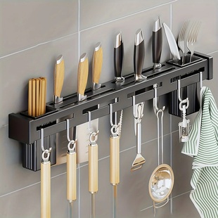 1pc Stainless Steel Wall-Mounted 50Cm Kitchen Knife Rack wi