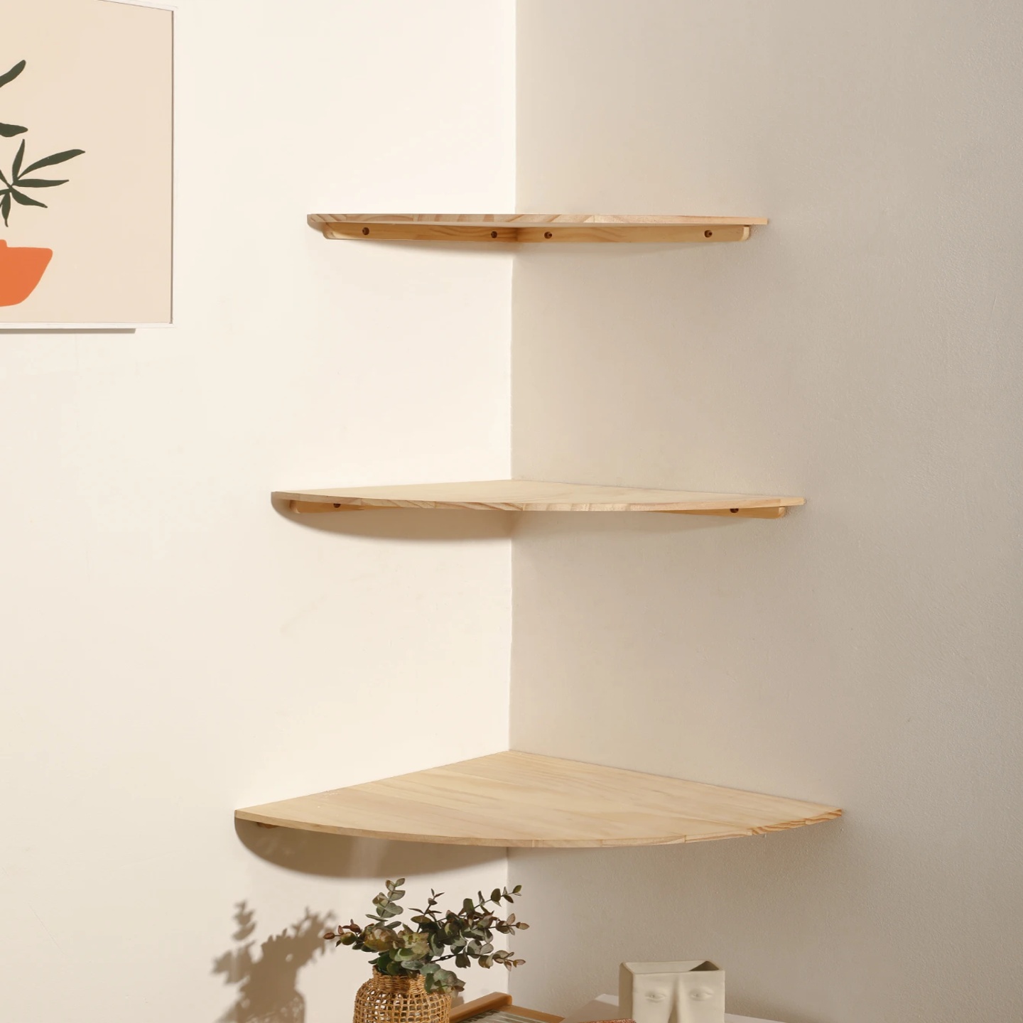 Scalloped Corner Shelves Floating Wall Shelf Storage Rack W