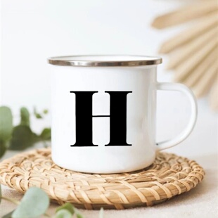 Letter Print Mugs Creative Coffee Tea Cups Drinks Dessert B