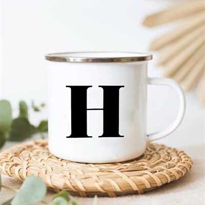Letter Print Mugs Creative Coffee Tea Cups Drinks Dessert B