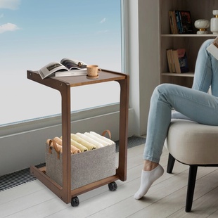 C-Shaped End Table Movable Laptop Desk Rolling Cart Mobile