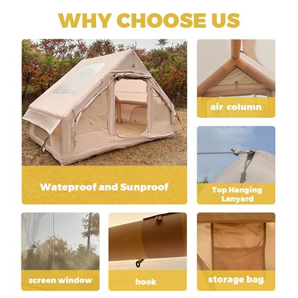 Triangle Inflatable Camping Tent Easy Setup 4 Season 2 Pers