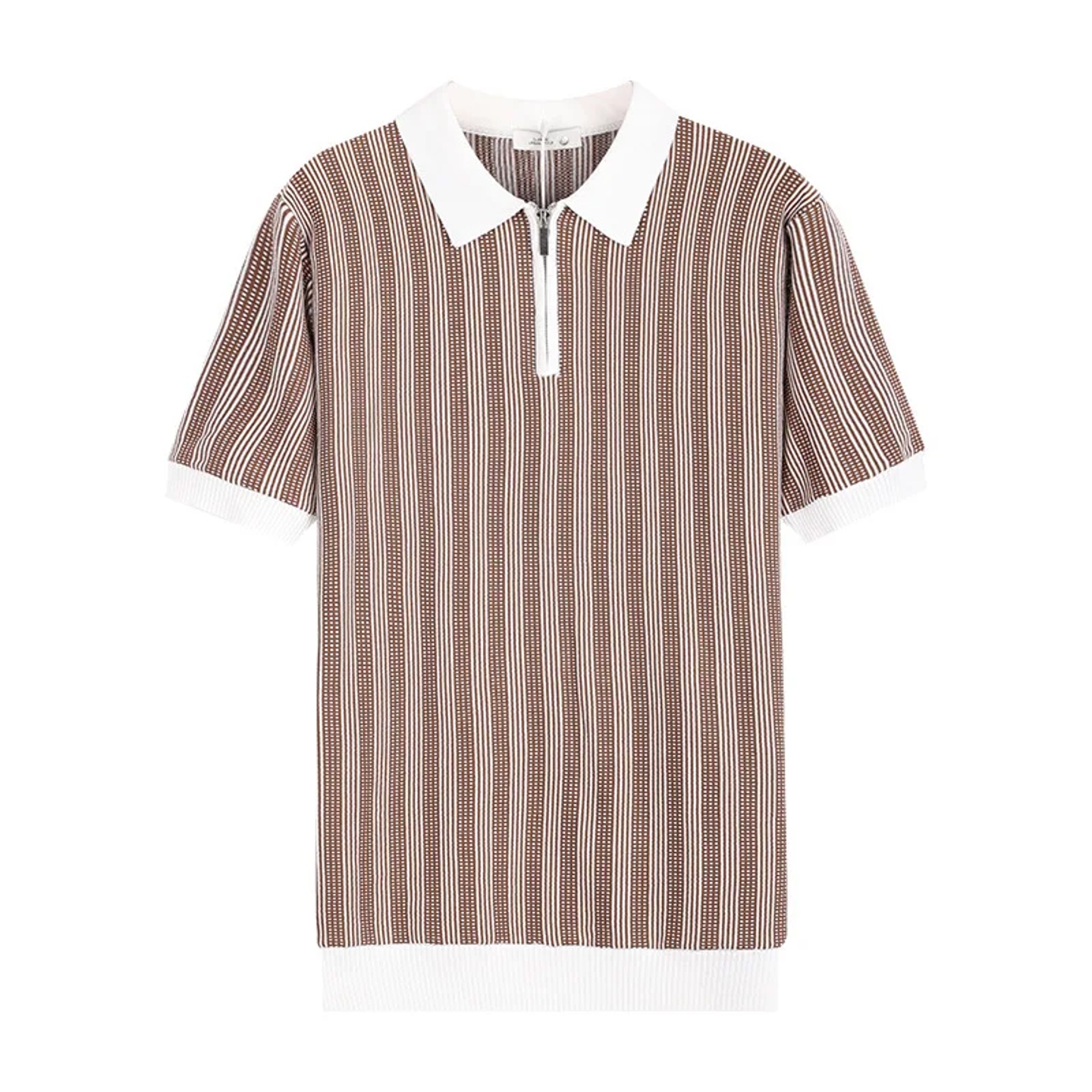 Short Sleeve Stripe Sweater Polo Shirt Men High-end Lapel C