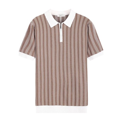 Short Sleeve Stripe Sweater Polo Shirt Men High-end Lapel C
