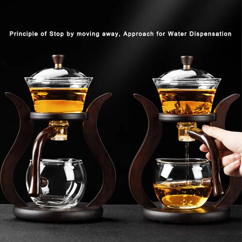Auto-Rotating Magnetic Glass Tea Set, Heat-Resistant Teapot