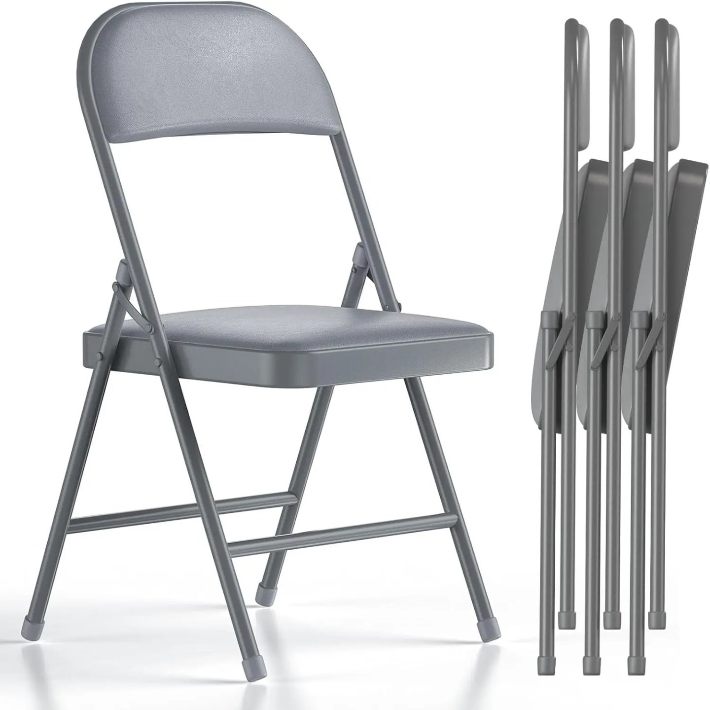 4 Pack Folding Chairs with Padded Vinyl Cushion Chairs with