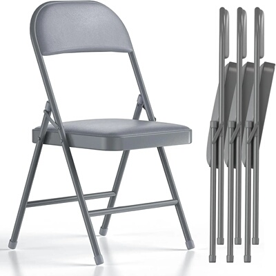 4 Pack Folding Chairs with Padded Vinyl Cushion Chairs with