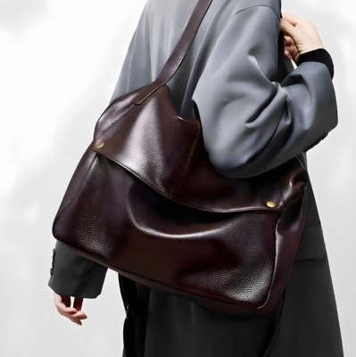 Burminsa Cowhide Genuine LeatherSoft LargeHobo Shoulder Bags