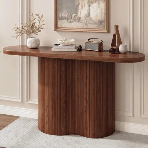 Long Entryway Table, Tambour Waterfall Design Console Table