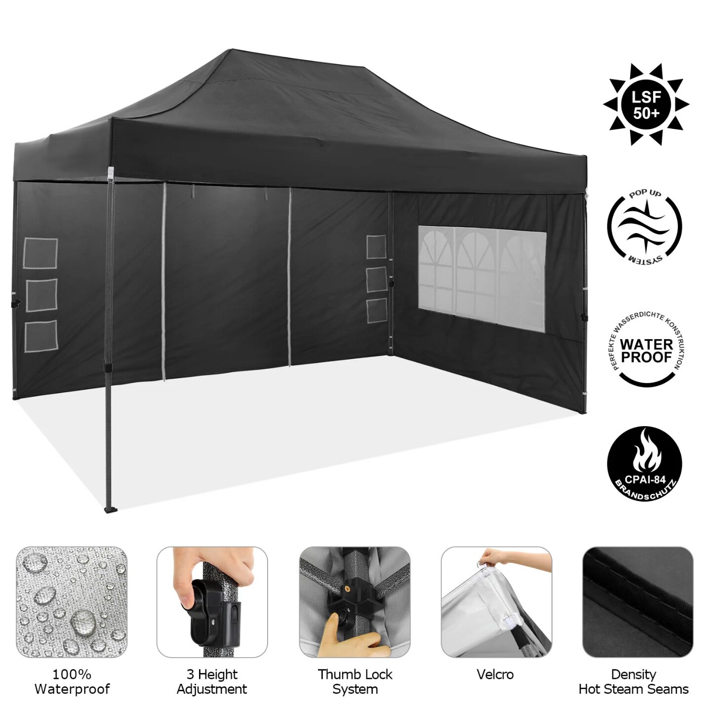 10x15 Heavy Duty Pop up Canopy Tent with 4 sidewalls Commer