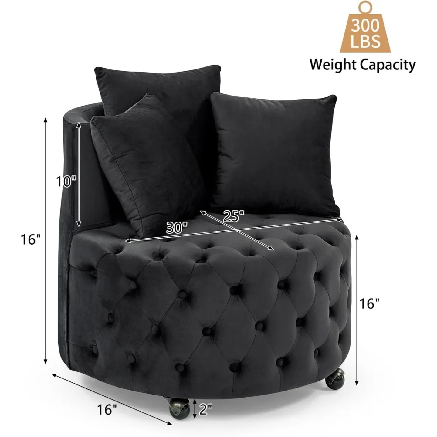 Swivel Barrel Accent Chair, 30” Modern Velvet Round Swivel