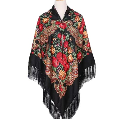 160*160cm Russian Square Scarf for Woman Warm Tassel Shawls