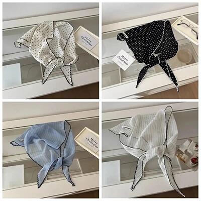 Lace Triangle Hair Scarf Headband Hollow Knitted Headscarf