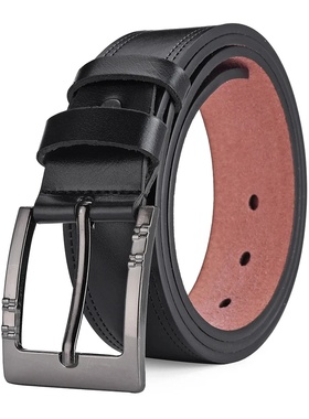 Genuine Leather For Men's High Quality Buckle Jeans Cowskin