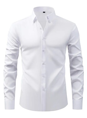Business Casual Solid Color Shirts for Men Clothing Fashion