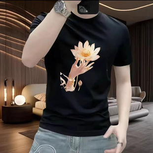 shirt Korean End Crew Neck Cotton High Pure Summer Men