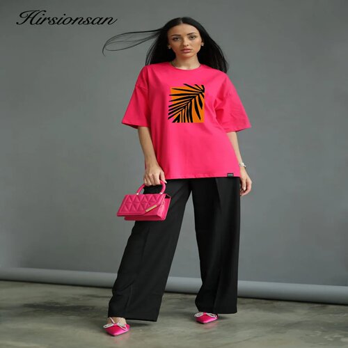 Hirsionsan Vintage Orange Leaf Printed T-Shirt Women Soft C