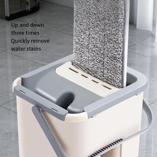 Floor Magic Flat Squeeze Mop with Bucket Hand Free Lazy Cle
