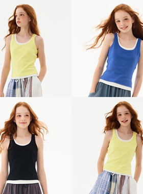 mpeng大童大弹力棉真两件撞色背心有点小厚度大弹力工字背心