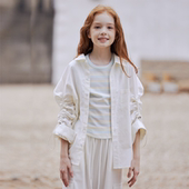 口创意抽绳外套 可调节袖 mpeng福利款 米白100%棉衬衫