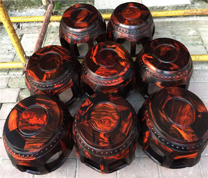 正品老挝大红酸枝红木鼓凳圆凳实木凳古筝换鞋凳厚料绣墩餐凳家具
