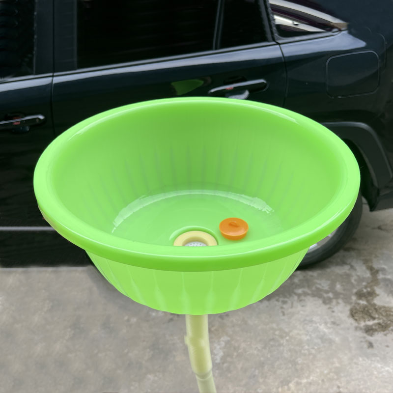 加厚塑料带管漏水盆家用脸盆厨房厕所洗手池幼儿园户外阳台下水盆