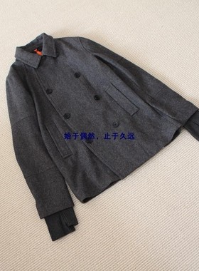男装 小众设计 时尚前卫 解构主义盛行 宽松时尚深灰色毛呢大衣冬