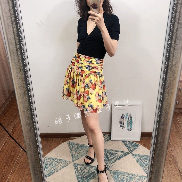 童真趣味 少女诙谐 鲜艳色彩 2024新款印花雪纺纱半身裙短裙女装